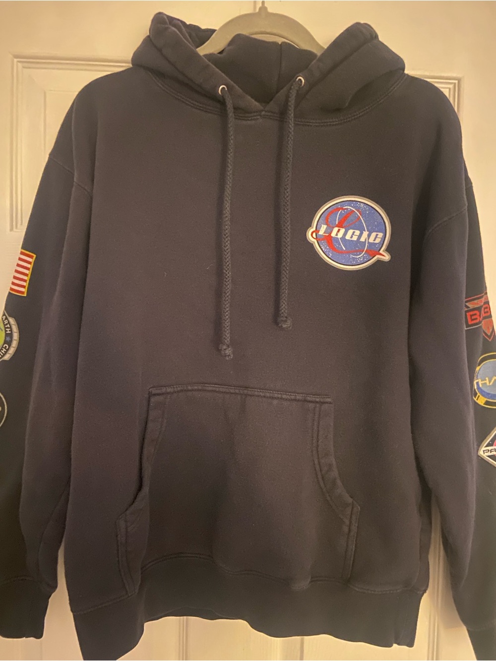 Unbranded Navy Space Patch Pullover Hoodie
